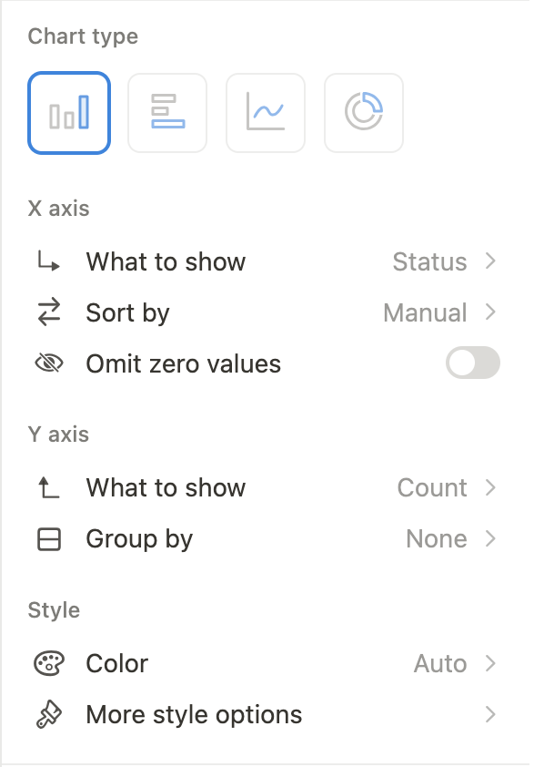 X and Y axis options