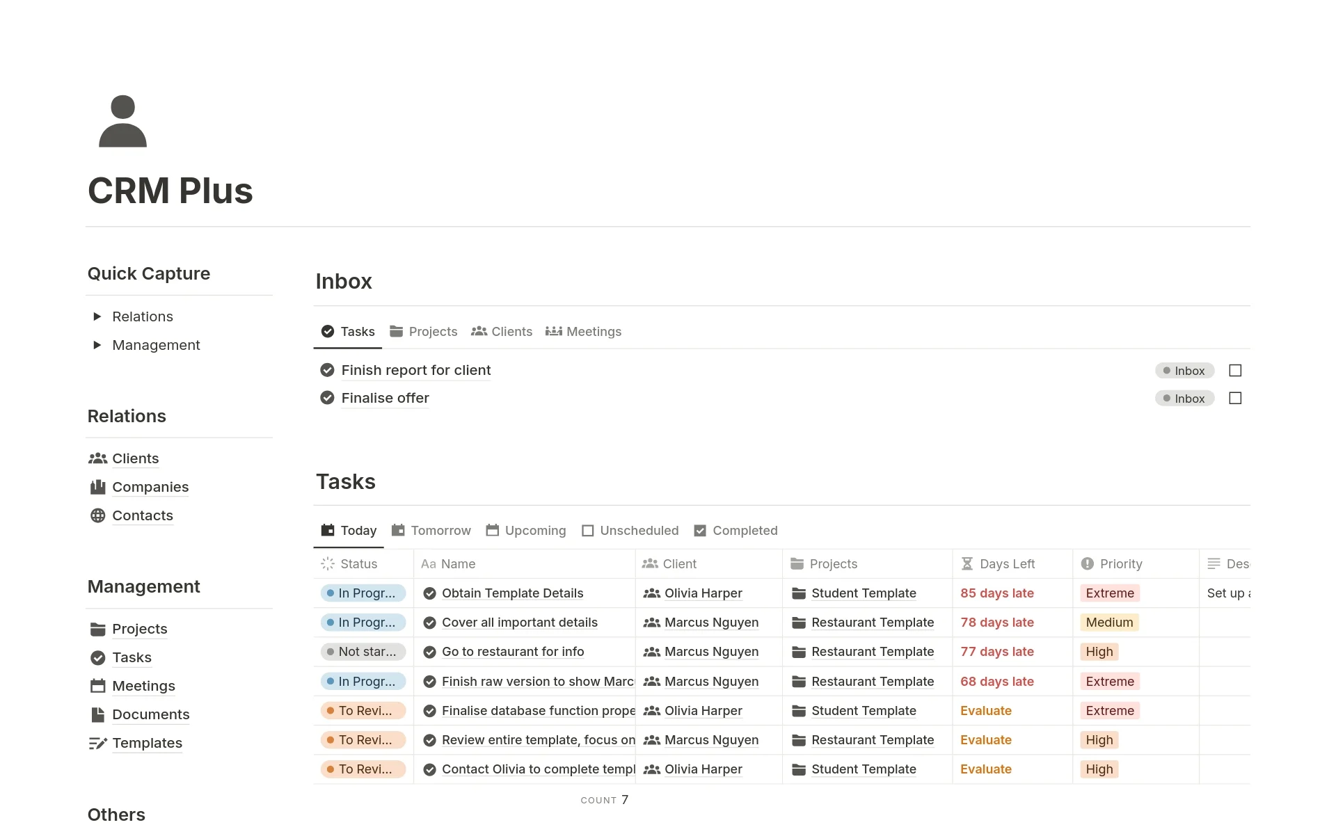 CRM Plus Notion template