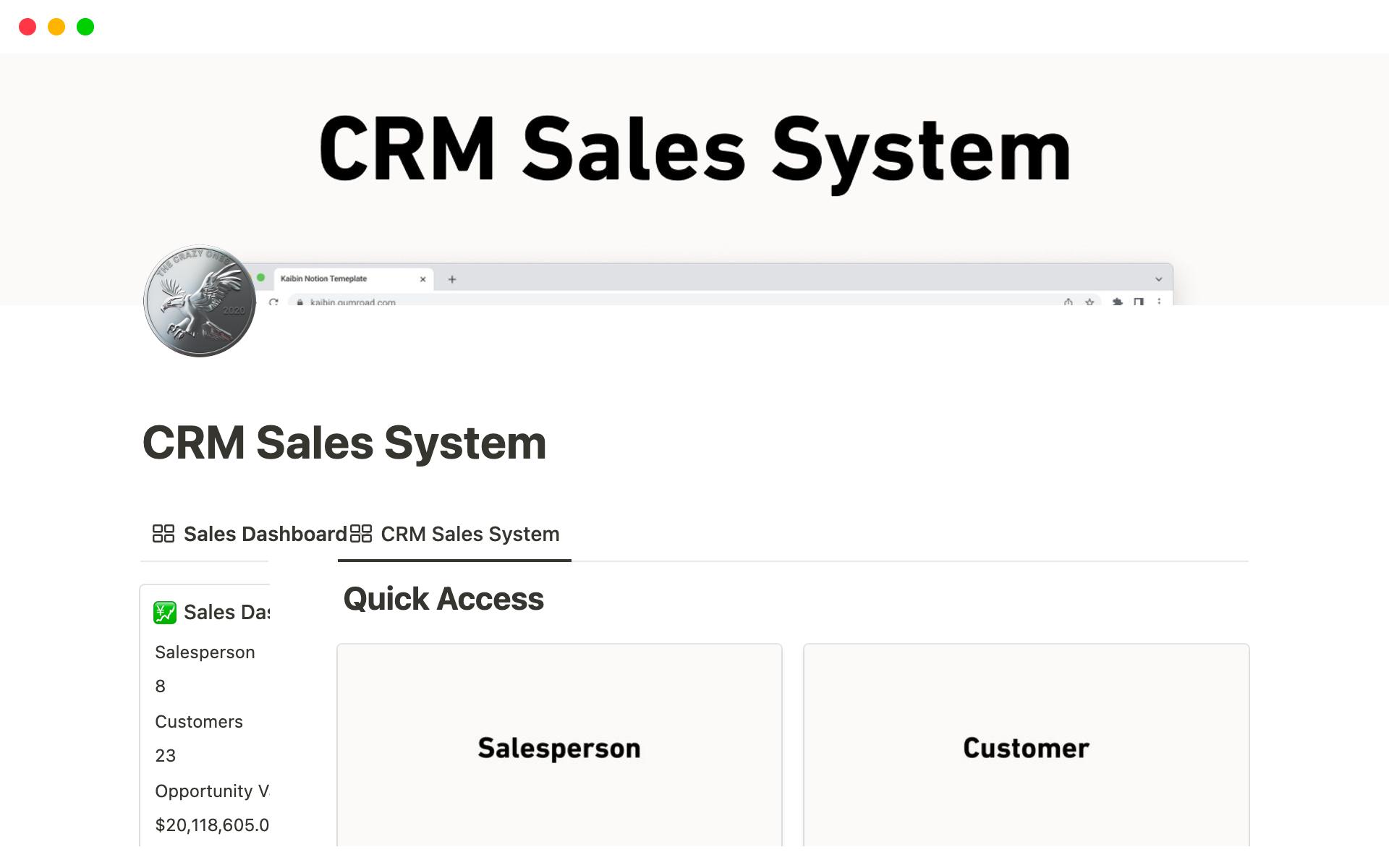 CRM Sales System Notion template