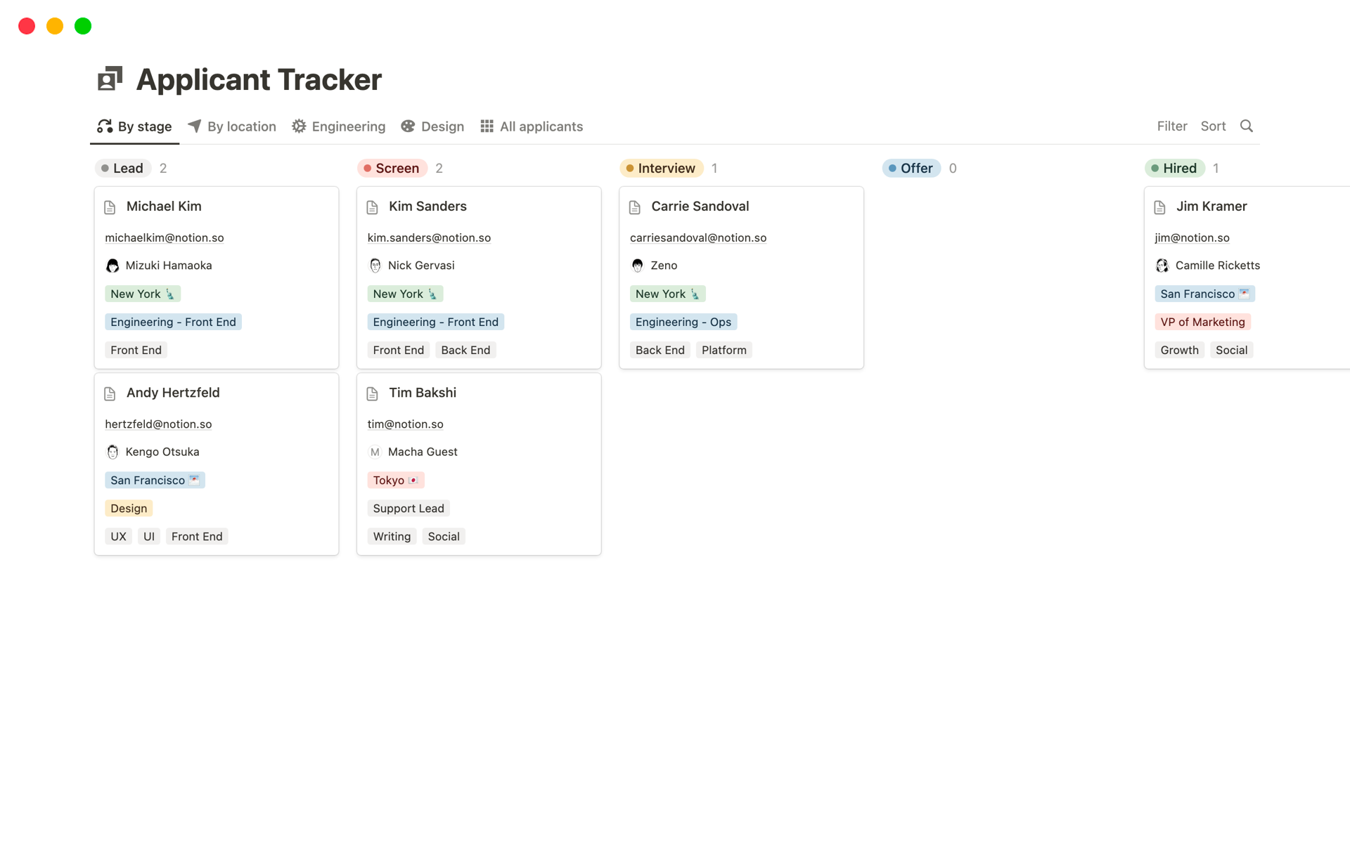 Applicant tracker with automations