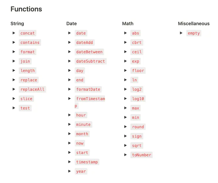 Notion formulas reference.