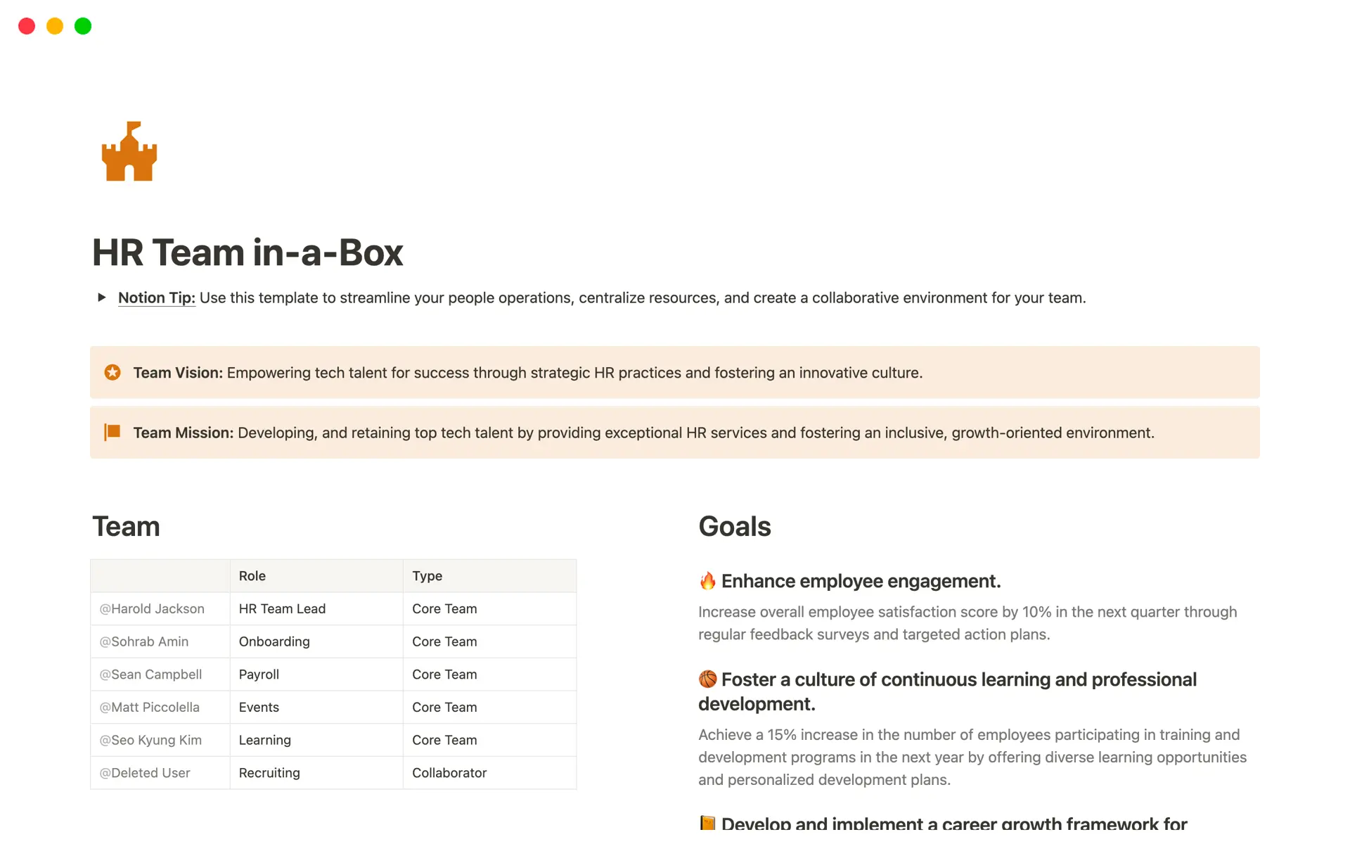 HR Team in-a-Box template