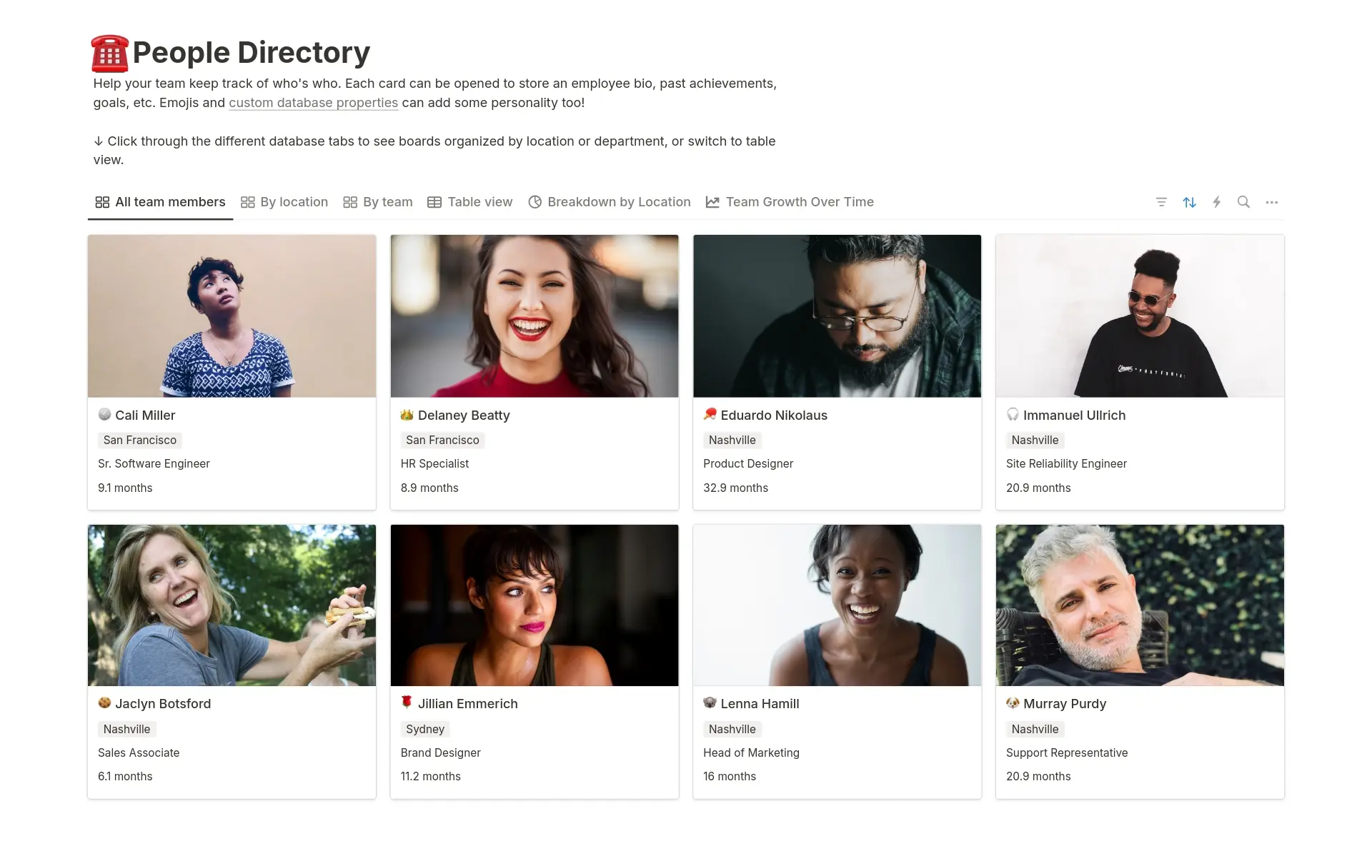 People Directory template