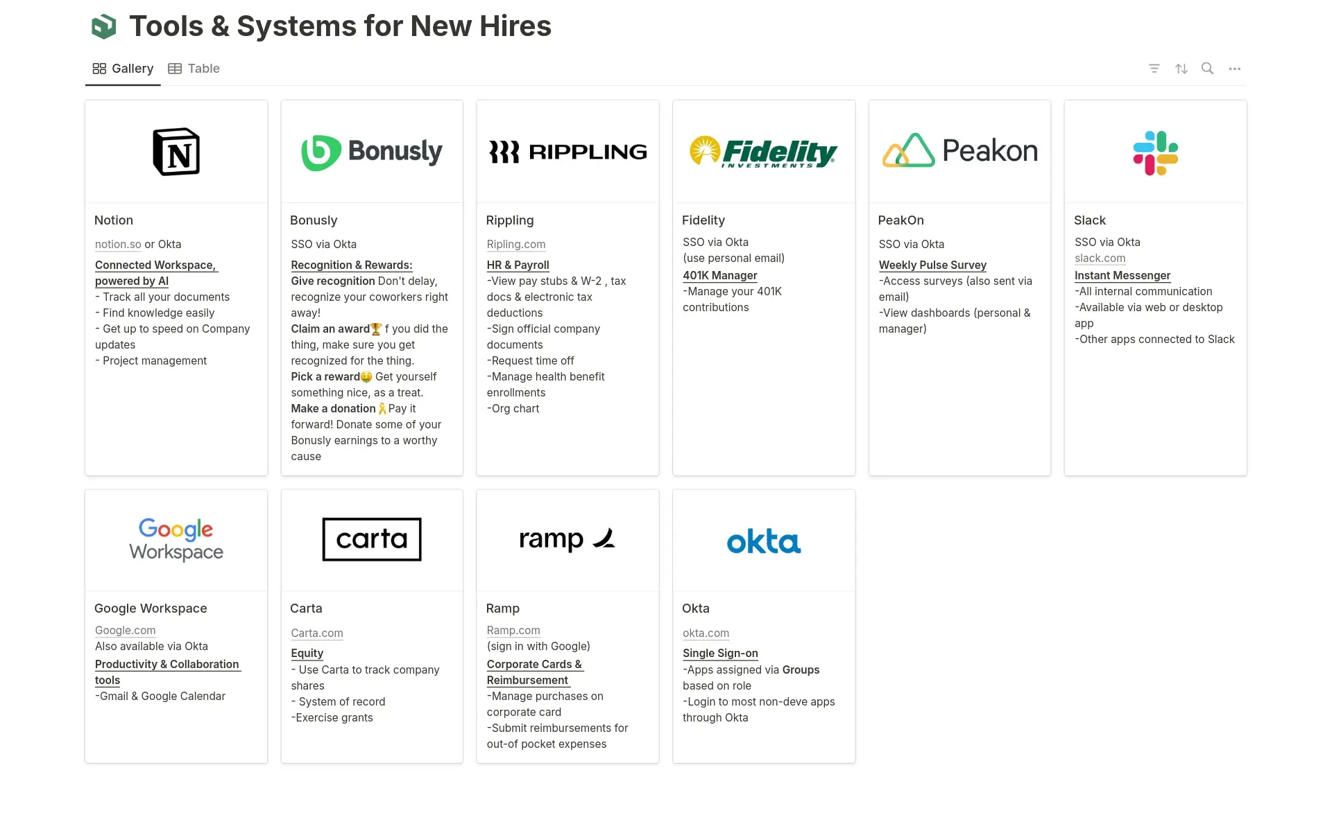 Tools and Systems for New Hires template