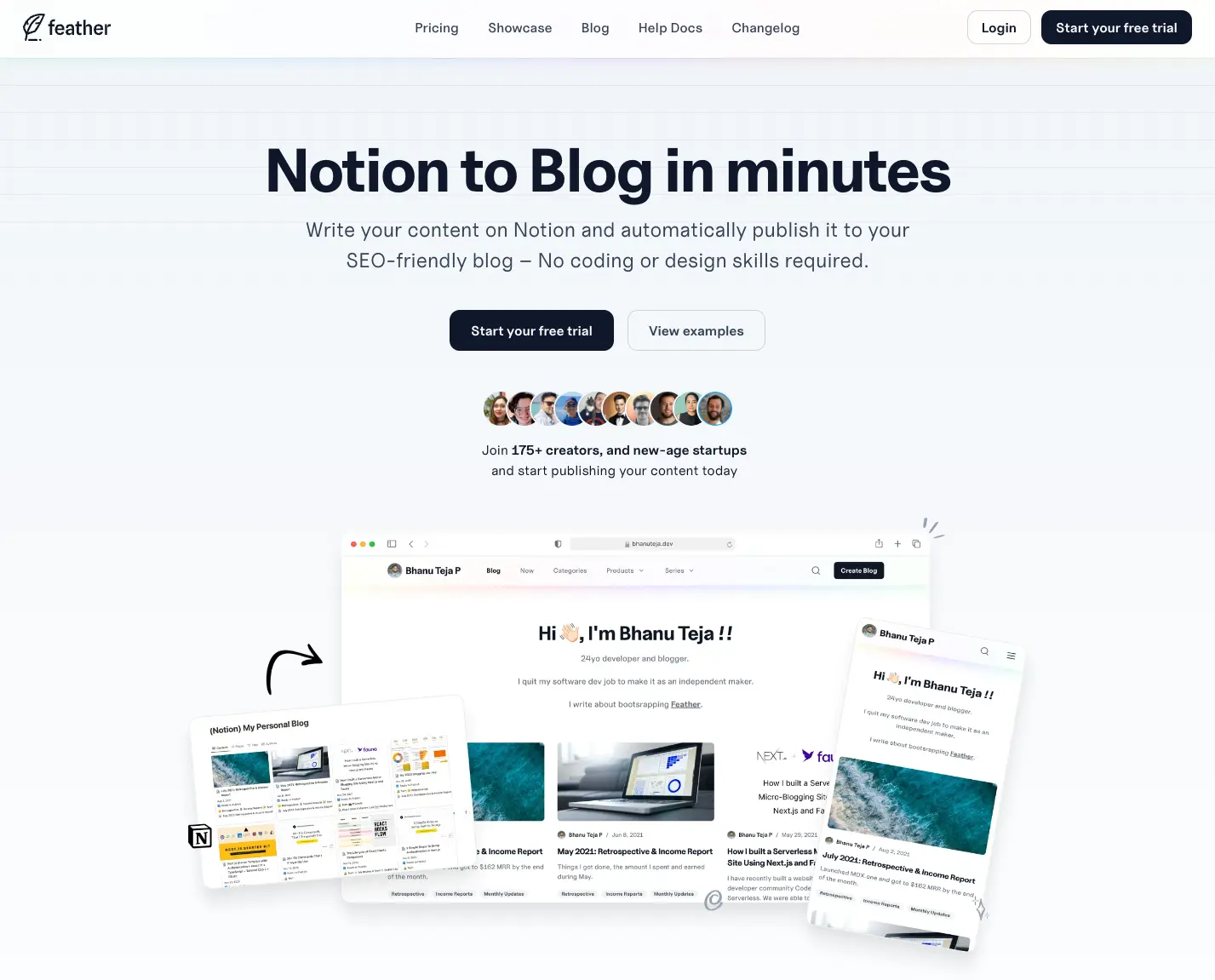 Feather landing page