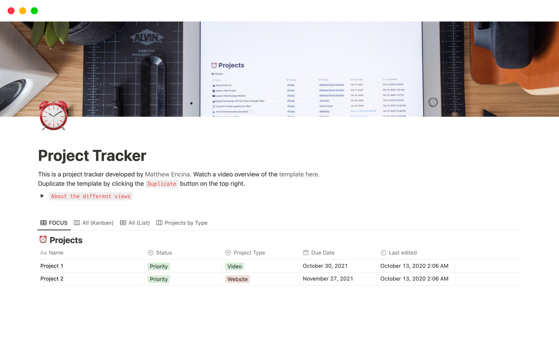 Project Tracker template