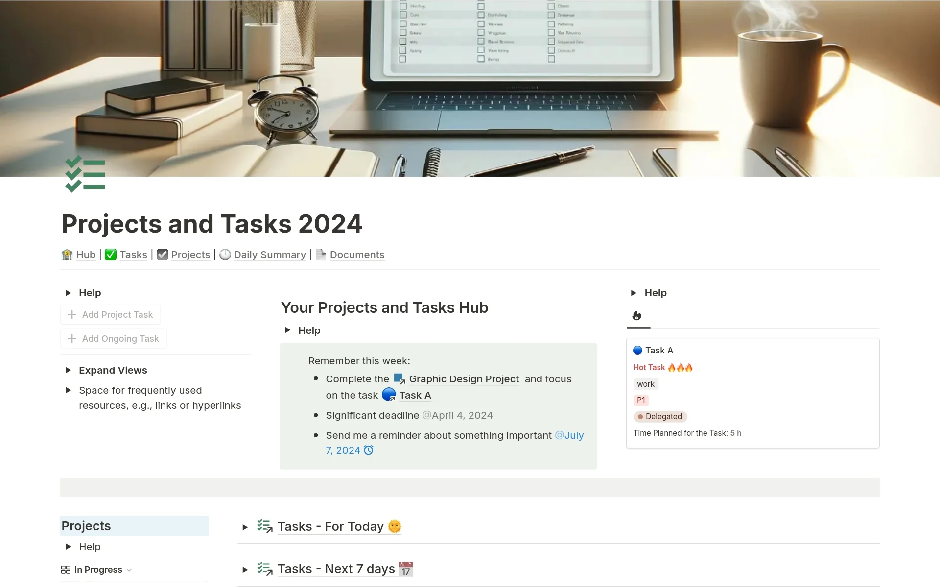 Projects and Tasks 2024 template