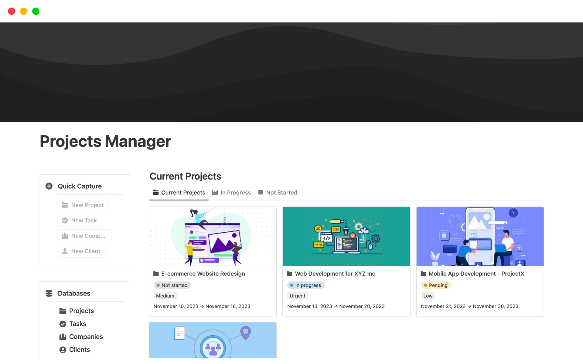 Projects Manager template