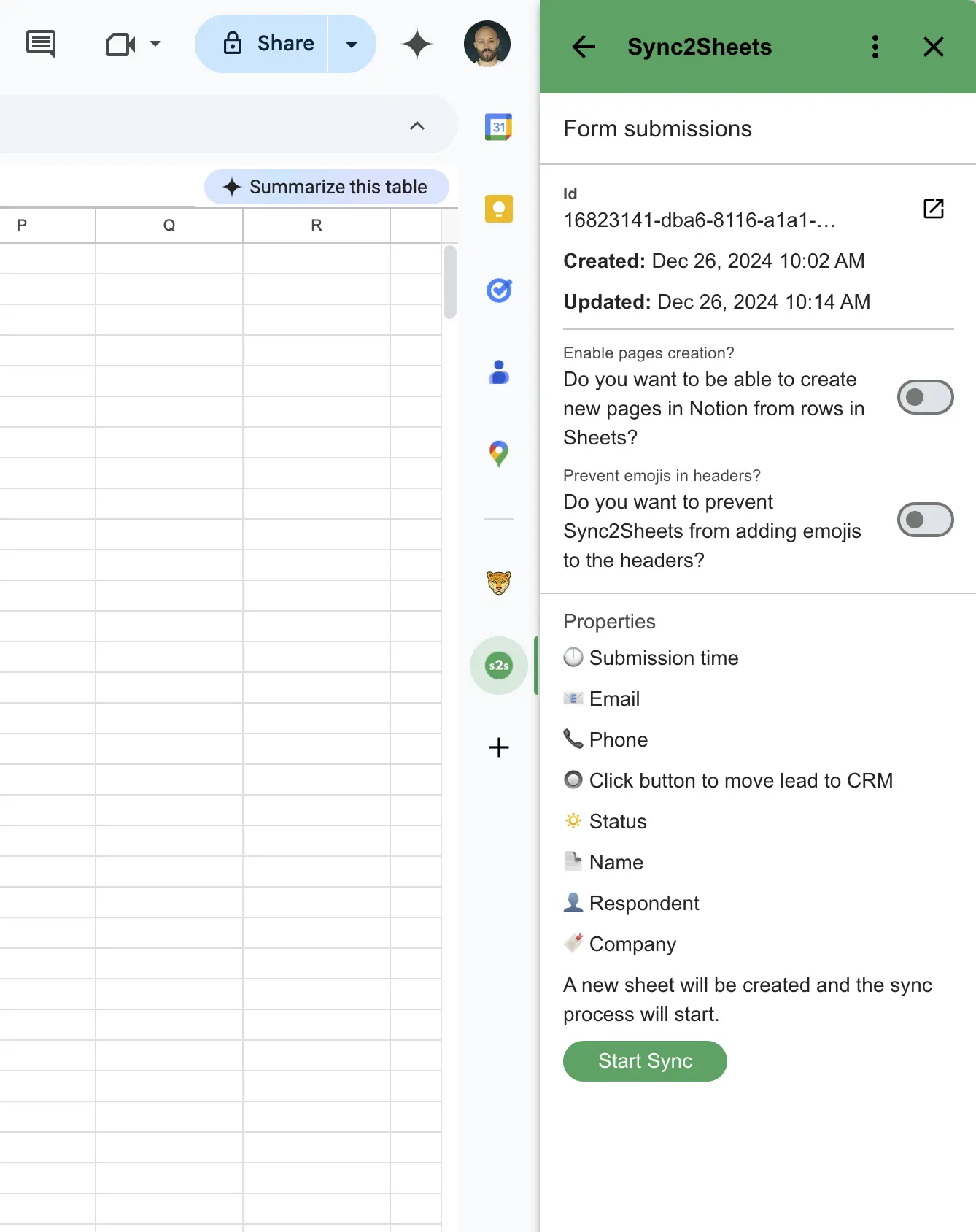 Start sync of form submissions